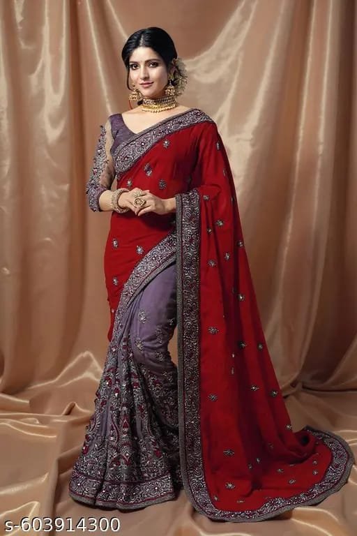 এক্সক্লুসিভ ওয়েটলেস জর্জেট এমব্রয়ডারি করা শাড়ি