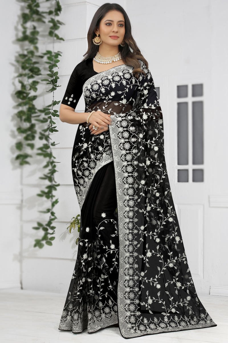এক্সক্লুসিভ ওয়েটলেস ইন্ডিয়ান জর্জেট  এমব্রয়ডারি করা পার্টি  শাড়ি....