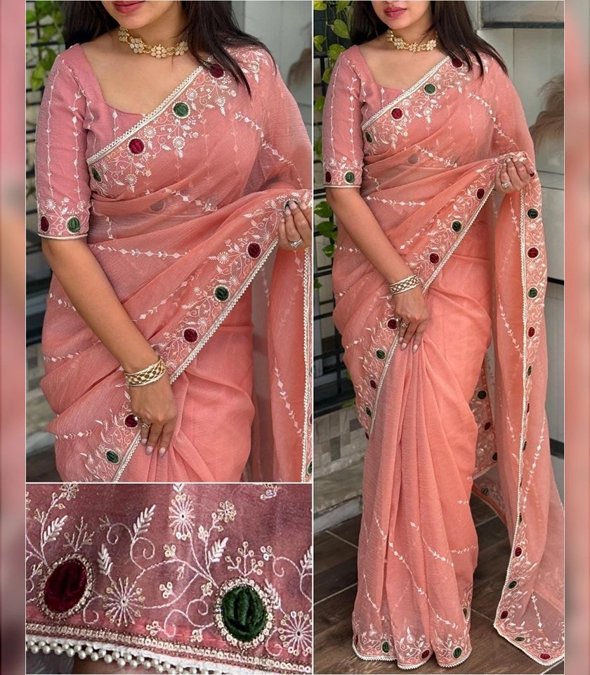 ইন্ডিয়ান জিমিচু সিল্ক পার্টি শাড়ি