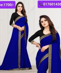 ট্রেডিশনাল কনট্রাস্ট ওয়ার্ক জর্জেট পার্টি শাড়ি