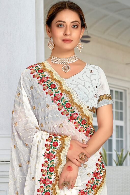 এক্সক্লুসিভ ওয়েটলেস জর্জেট  পার্টি শাড়ি - Image 2