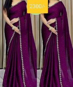 ট্রেডিশনাল কনট্রাস্ট ওয়ার্ক জর্জেট পার্টি শাড়ি