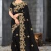 এক্সক্লুসিভ ওয়েটলেস জর্জেট পুতি ও এমব্রয়ডারি করা শাড়ি