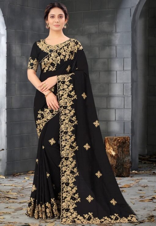 এক্সক্লুসিভ ওয়েটলেস জর্জেট পুতি ও এমব্রয়ডারি করা শাড়ি