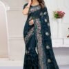 এক্সক্লুসিভ ওয়েটলেস জর্জেট পুতি ও এমব্রয়ডারি করা শাড়ি
