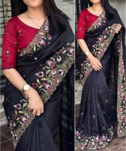 ইন্ডিয়ান বিচিত্রা সিল্কের প্রিমিয়াম এমব্রয়ডারি করা শাড়ি