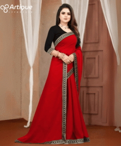 ট্রেডিশনাল কনট্রাস্ট ওয়ার্ক জর্জেট পার্টি শাড়ি