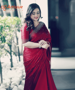 ইন্ডিয়ান ওয়েটলেস চিনিগুড়া সিল্ক এমব্রয়ডারি করা শাড়ি