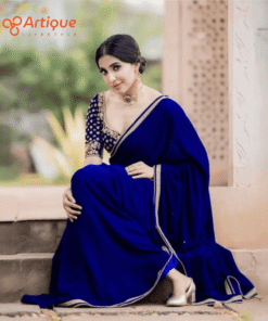ট্রেডিশনাল লেইস ওয়ার্ক জর্জেট পার্টি শাড়ি
