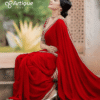 ট্রেডিশনাল লেইস ওয়ার্ক জর্জেট পার্টি শাড়ি